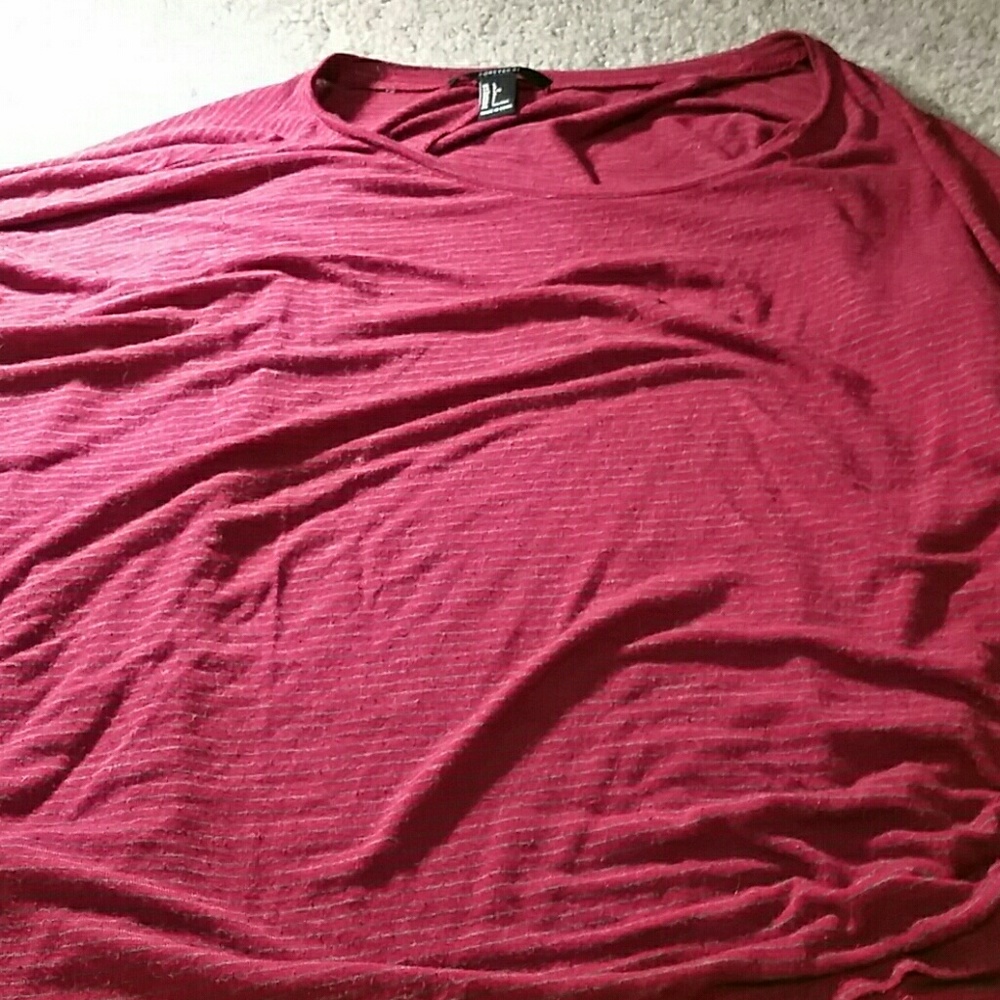 Red and grey stripped poncho style shirt
